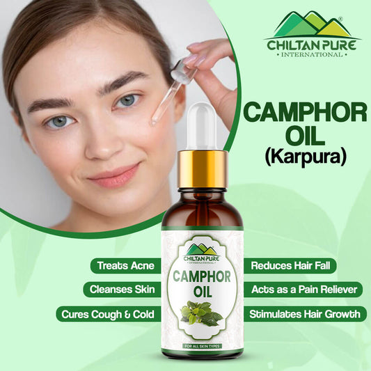 Camphor Oil (Karpura) - Treats Acne, Cleanses Skin, Stimulates Hair Growth, Best for Lice Prevention, Relieves Respiratory Congestion, Acts as a Pain Reliever & Ideal for Aromatherapy