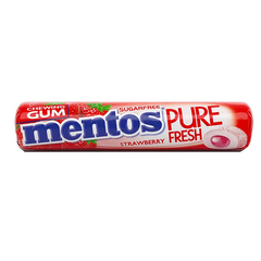 Mentos Gum Full Fresh Strawberry Roll Sugar Free 9Pcs