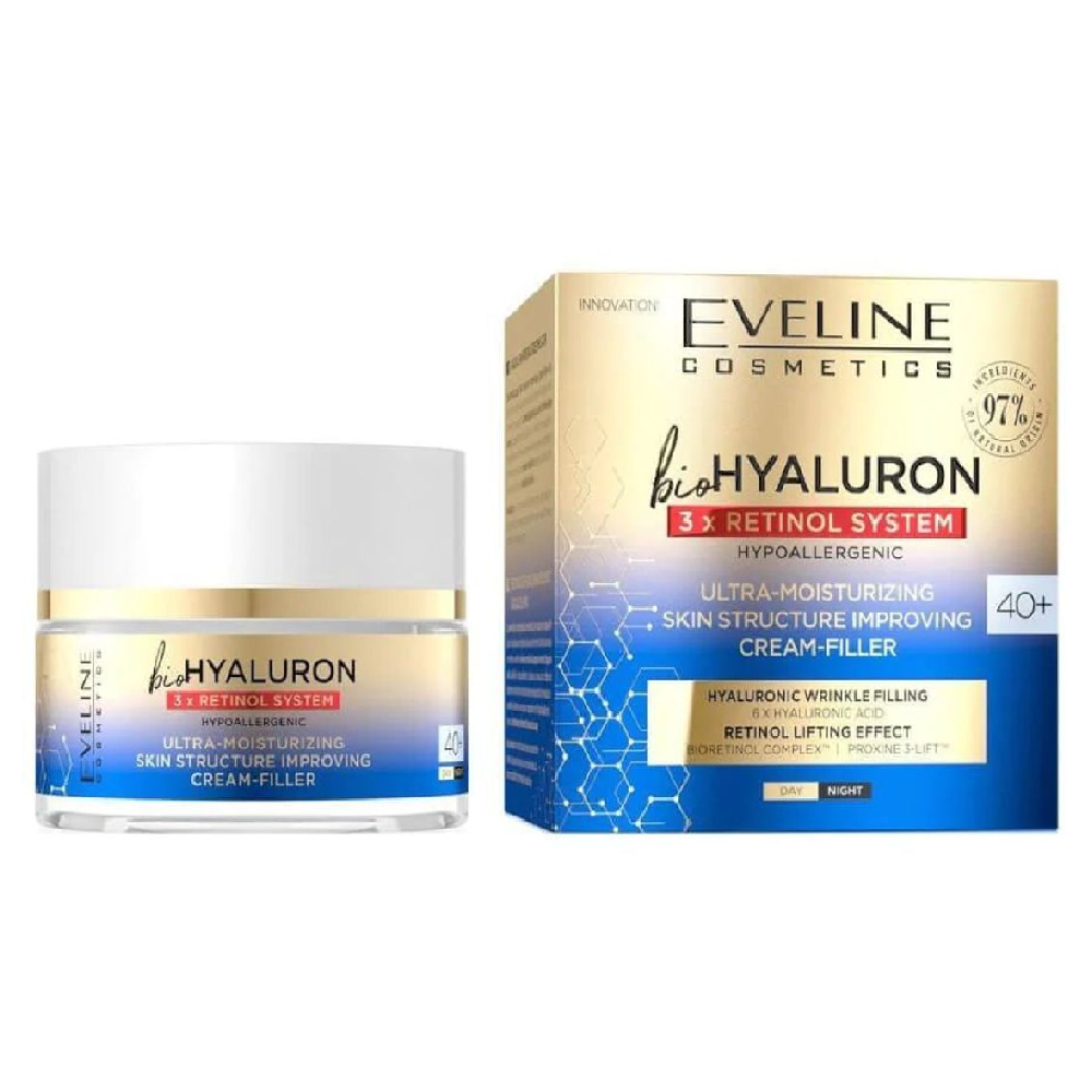 EVELINE BIO HYALURON 3X RETINOL SYSTEM CREAM FILLER 40+ 50ML Default Title - MamasJan skincare