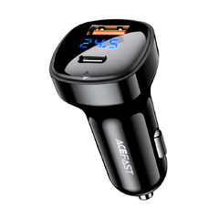 66W USB-C+USB-A Fast Car Charger with Digital Display Default Title - MamasJan Phone & Accessories