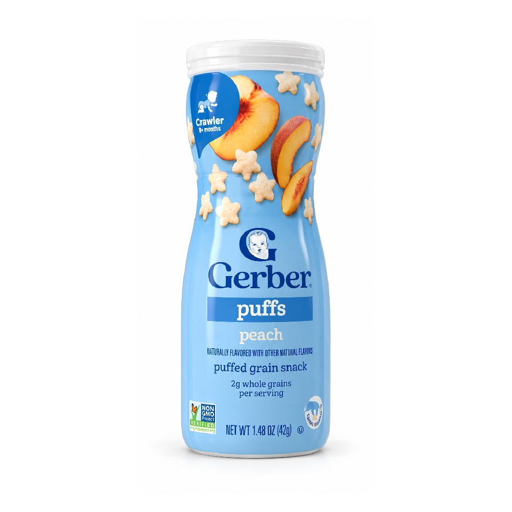 GERBER PUFFS CEREAL SNACK PEACH 42 GM Default Title - MamasJan GroceryFoods