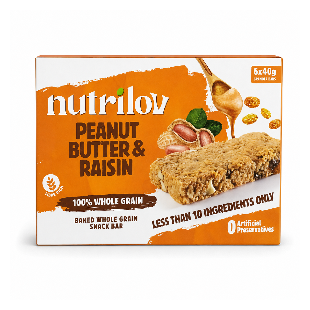 NUTRILOV PEANUT BUTTER & RAISIN GRANOLA 6-BAR 270G Default Title - MamasJan Grocery