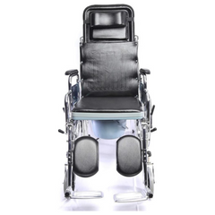 Ky 609 Gc Reclining Wheelchair With Commode Ms Chrome Plated Folding Wheelchair Durable Foldable Comfortable - The Healthcare Shop Pakistan