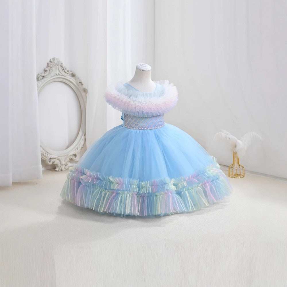 GIRLS S/L FANCY FROCK WITH PURSE IR-25 7-8YEAR VT095 Default Title - MamasJan KidsWear