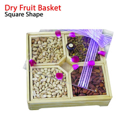 Square - Shaped Dry Fruits Basket - with Almonds, Pistachios, Cashews, and Peeled Peanuts - Nutty Treat to Share Love with Loved Ones
