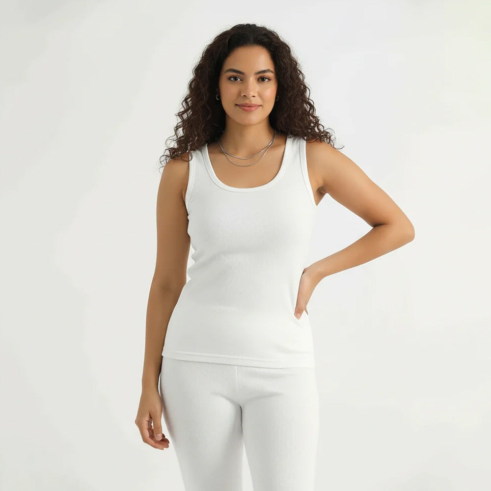 Belleza Lingerie Thermal Sleeve Less Shirt - White White / XL - MamasJan Lingerie