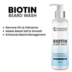Biotin Beard Wash – Remove Dirt, Oil & Pollutants, Makes Beard Soft & Smooth, Fights Frizz, Flakes & Itchiness 150ml,, Doctor's 👨⚕️ Recommended