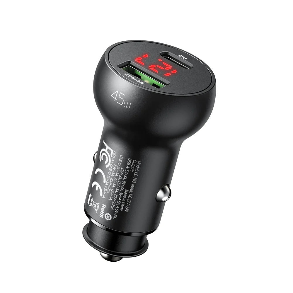 45W Car Charger with Digital Display Default Title - MamasJan Phone & Accessories