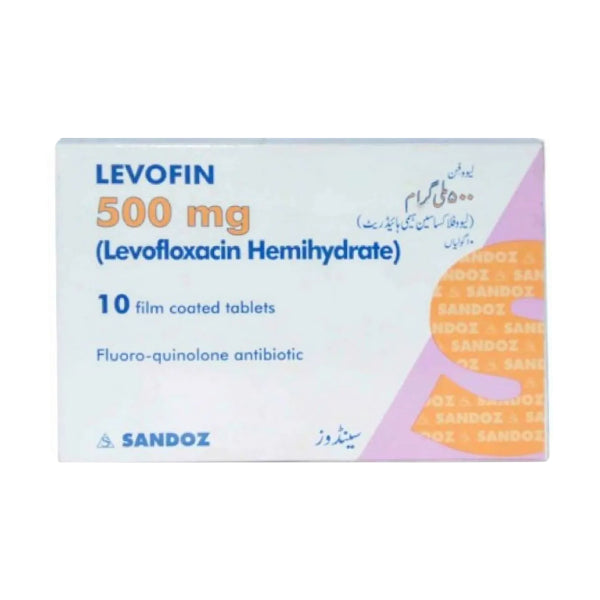 Levofin Tablets 500mg (1 Box = 1 Strip)(1 Strip = 10 Tablets)