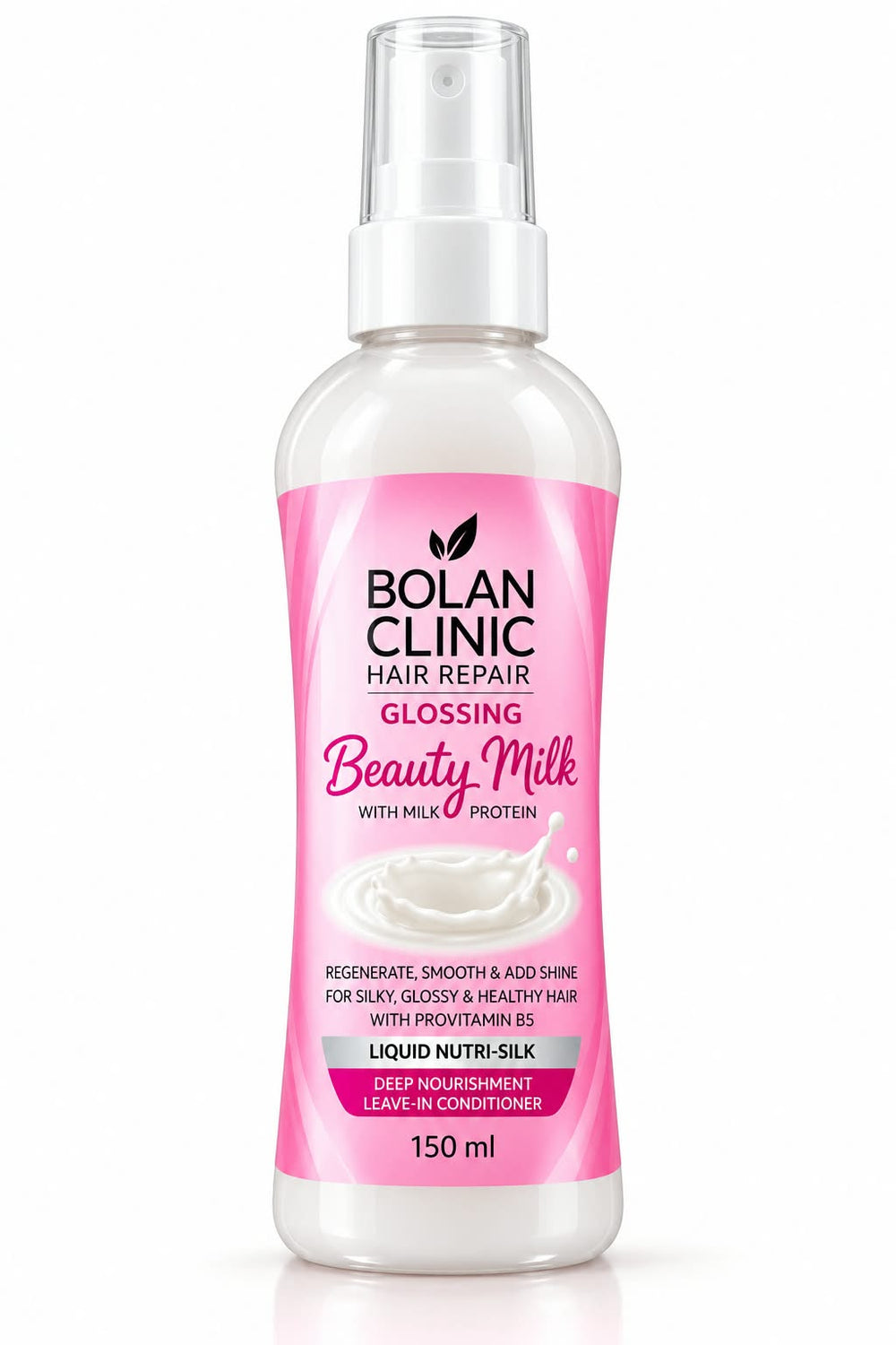 Bolan Clinic Hair Repair Glossing Beauty Milk with Milk Protein and Pro-Vitamin B5, 150 ml leave-in conditioner