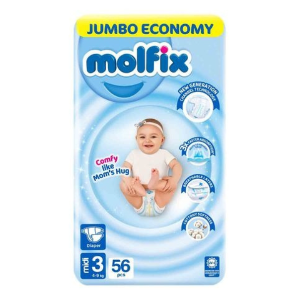 Molfix Baby Diapers Jumbo Pack Midi size 3 56Pcs