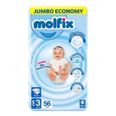 Molfix Baby Diapers Jumbo Pack Midi size 3 56Pcs