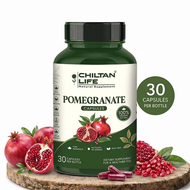 Pomegranate Capsule 100% Natural Pomegranate Tablets 30 Per Bottle 500mg - ChiltanPure