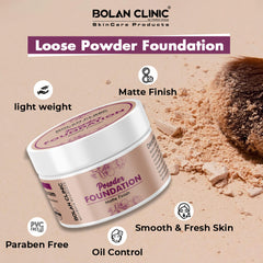 Loose Powder Foundation - Adds a Touch of Elegance to Your Makeup Look, Lightweight, Matte Finish, Velvety Softness & Flawless Canvas