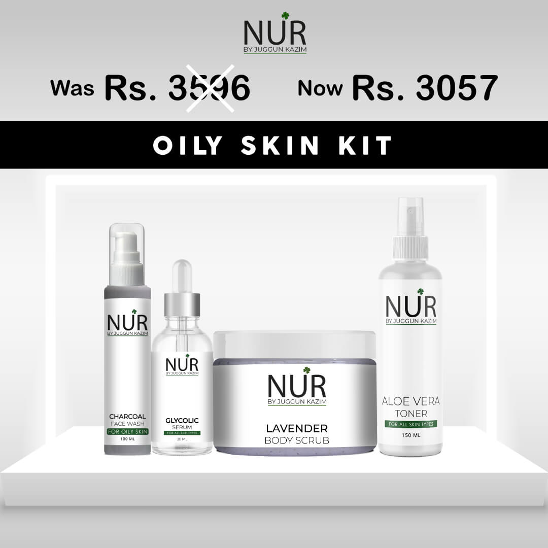 Oily Skin Kit – Charcoal Face Wash, Glycolic Acid Serum, Face Glow Scrub & Face Glow Cream - Mamasjan