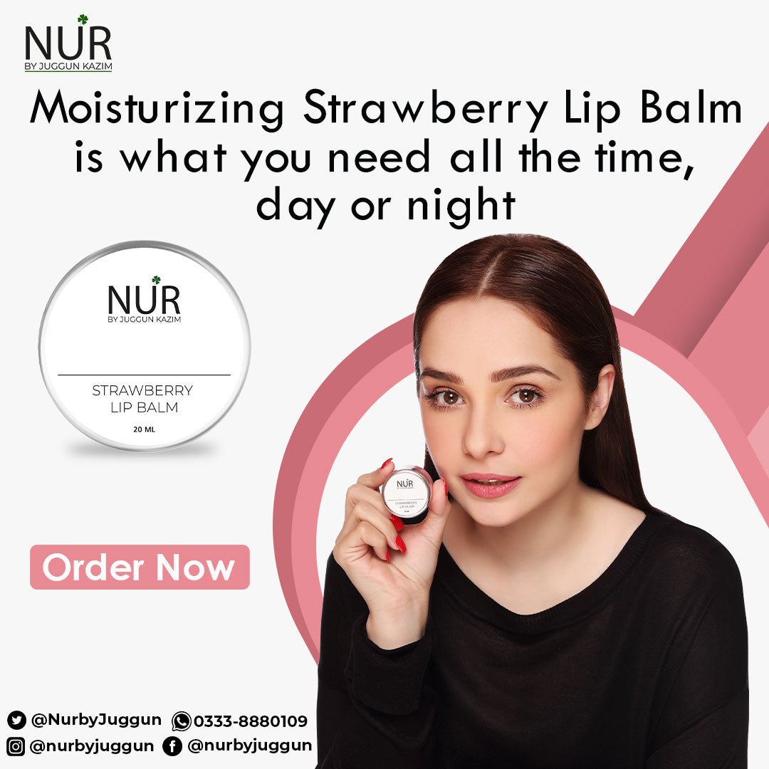 Strawberry Lip Balm – natural solution for your dry lips, gives natural pink look, moisturize lips – 100% Pure - Mamasjan