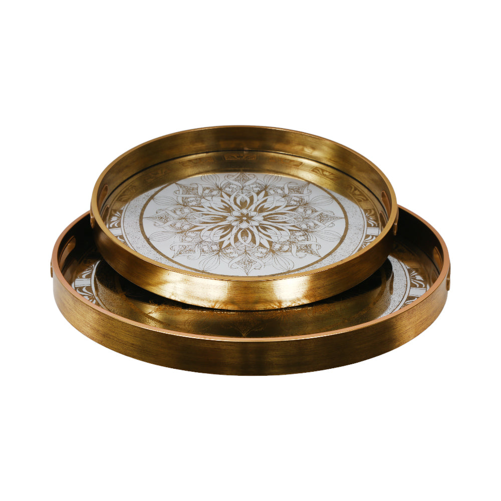 TRAY SET 2PC MIRROR ROUND 96187 Default Title - MamasJan Crockery