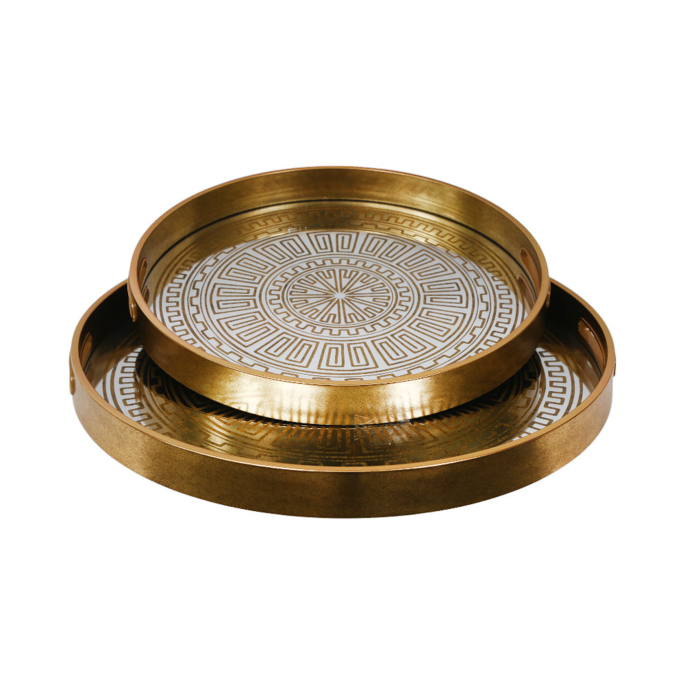 TRAY SET 2PC MIRROR ROUND 20335 Default Title - MamasJan Crockery