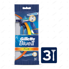 GILLETTE BLUE II PLUS SHAVING RAZOR BAG OF 3
