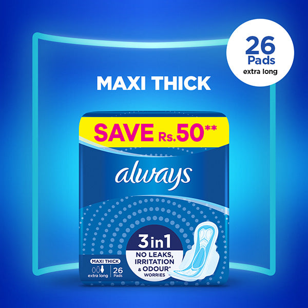 ALWAYS MAXI THICK SANITARY PADS EXTRA LONG TRIO PACK