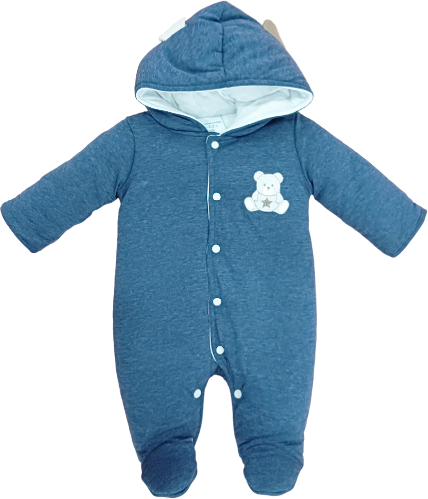 BOYS L/S QUILTED ROMPER HOODED MZW-24 0-3M 241-014 Default Title - MamasJan KidsWear