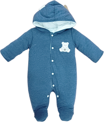 BOYS L/S QUILTED ROMPER HOODED MZW-24 0-3M 241-014 Default Title - MamasJan KidsWear