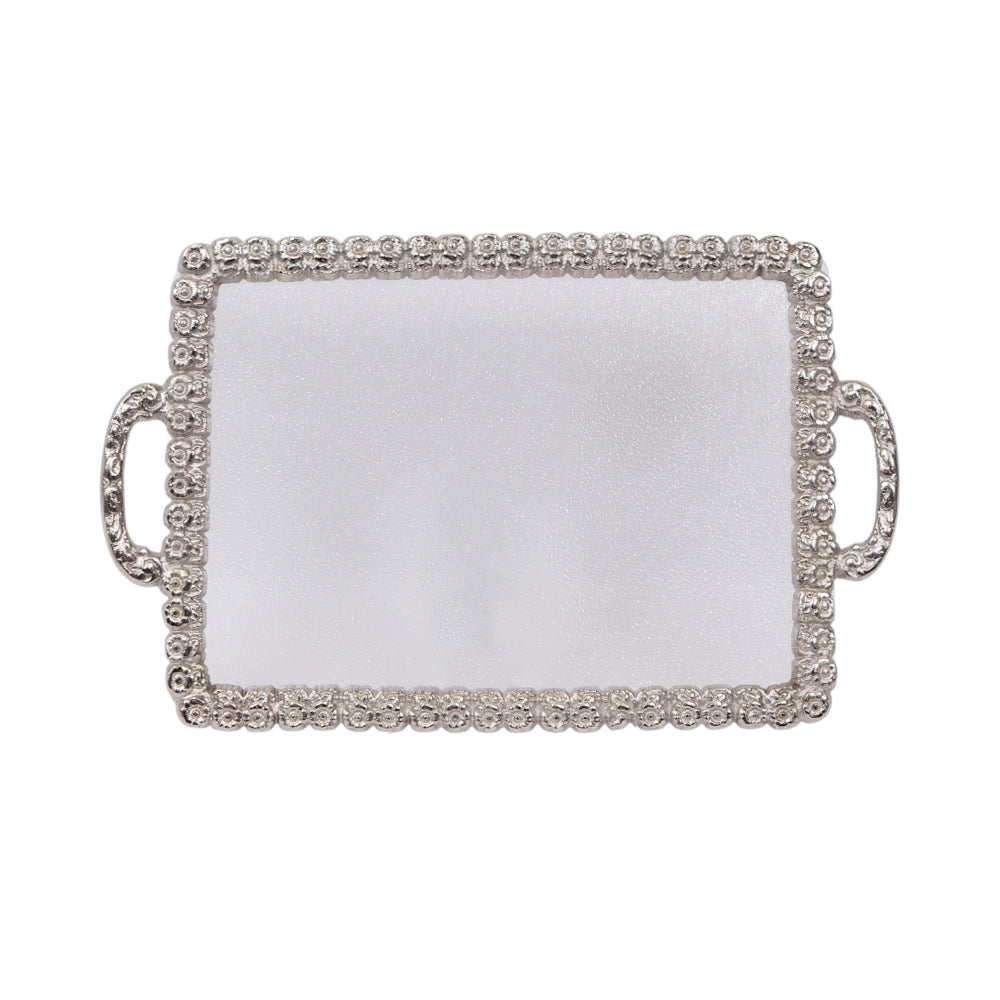 TRAY ACRYLIC SILVER SMALL 2002 Default Title - MamasJan Crockery