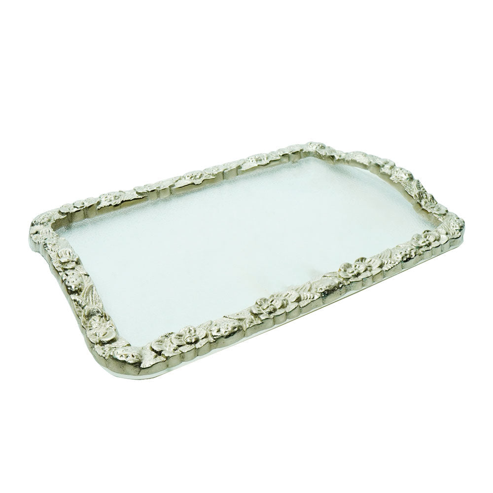 TRAY ACRYLIC SILVER SMALL 2003 Default Title - MamasJan Crockery