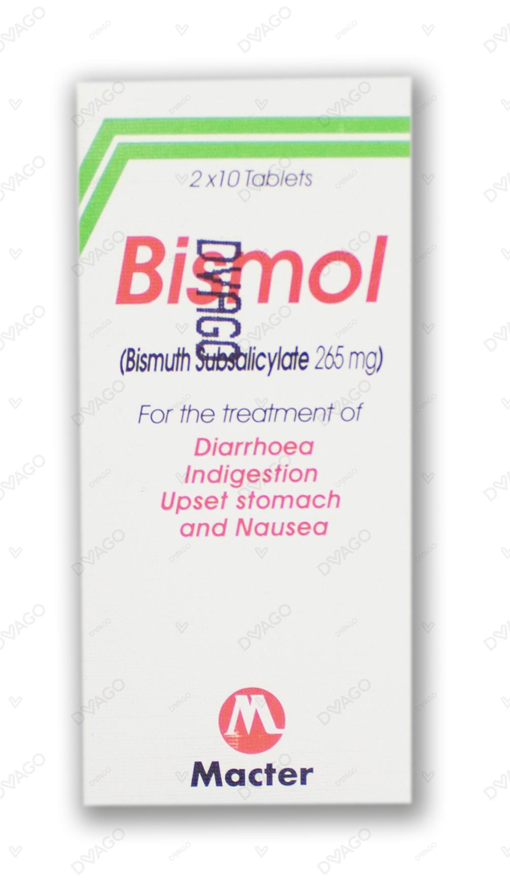 Bismol Tablets 265mg  (1 Strip = 10 Tablets)