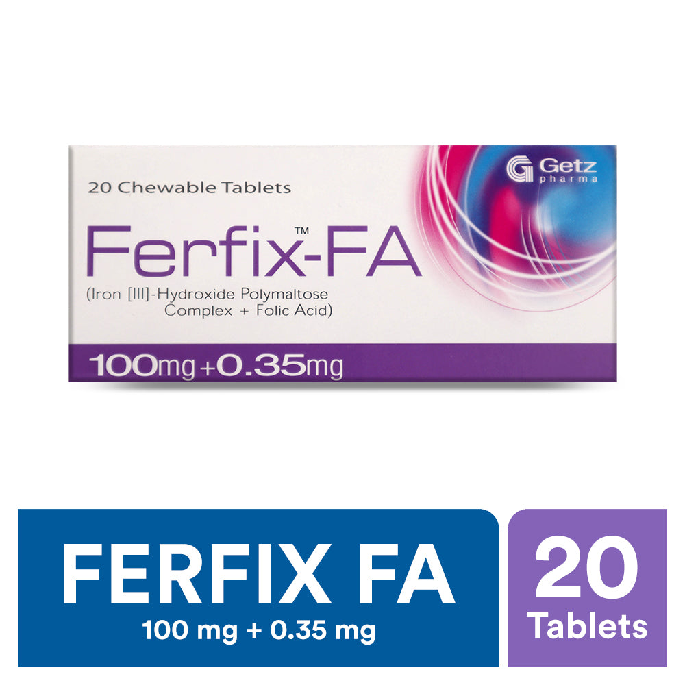 Ferfix-Fa Tablets 100mg+0.35mg  (1 Strip = 10 Tablets)