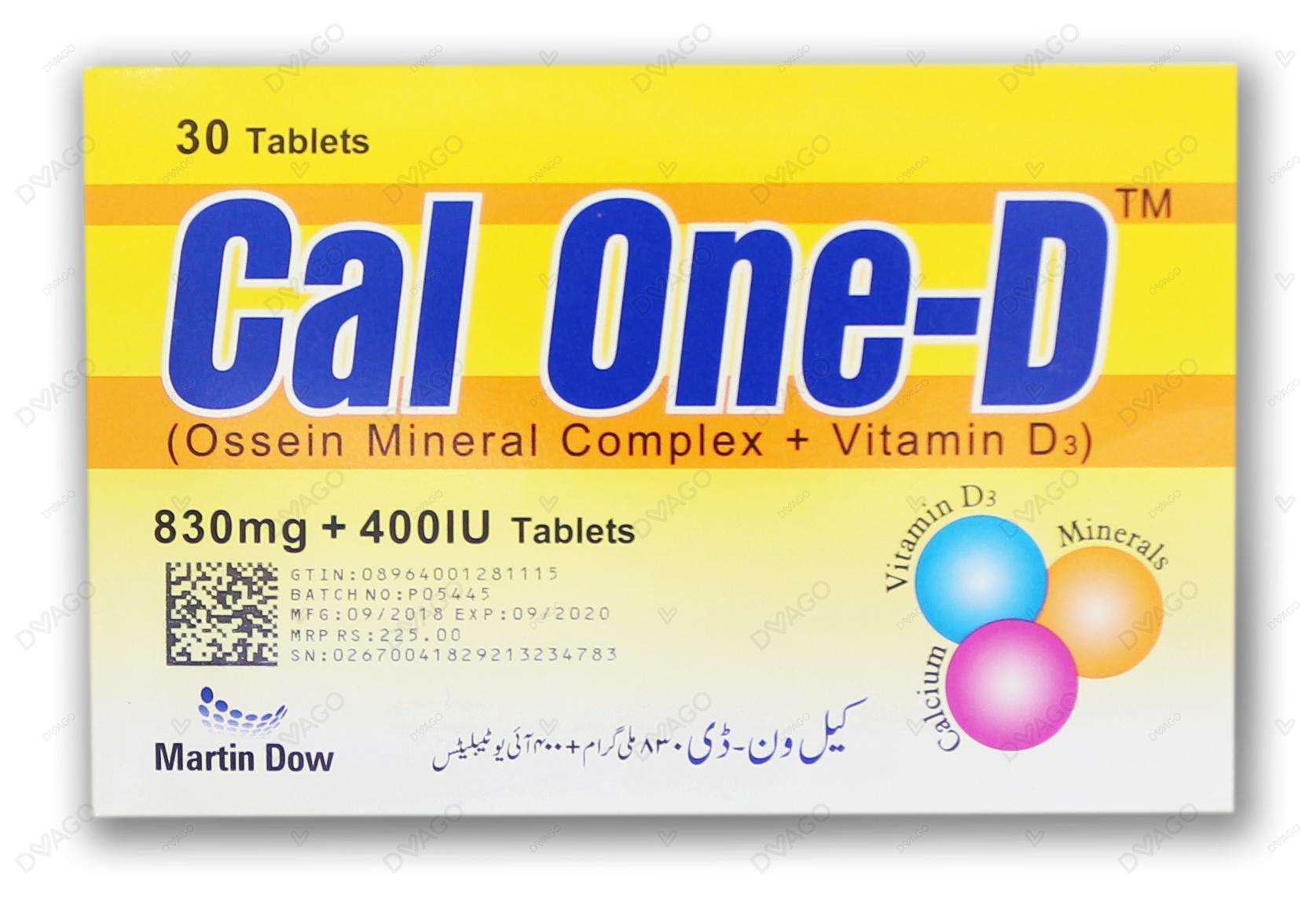Cal One-D Tablets 830mg/400Iu  (1 Strip = 10 Tablets)