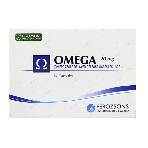 Omega Capsules 20mg (1 Strip = 10 Capsules)