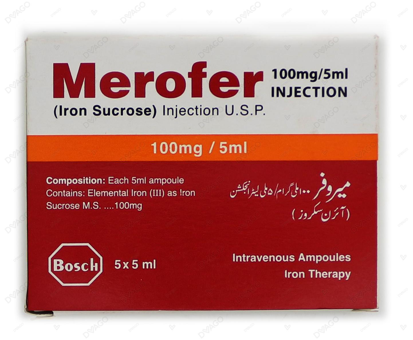 Merofer Iv Injection 100mg/5ml (1 Box = 5 Ampoules)