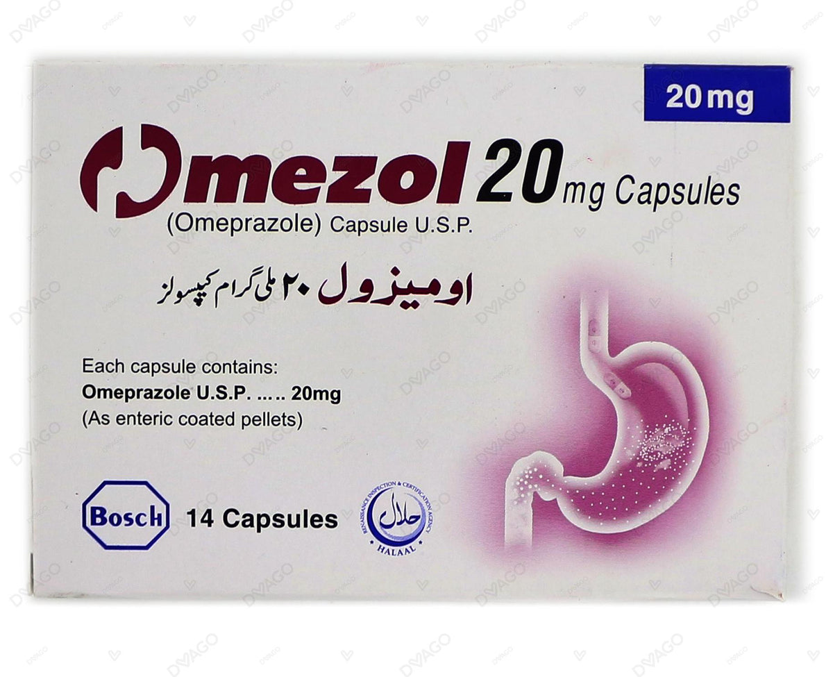 Omezol Capsules 20mg (1 Strip = 7 Capsules)