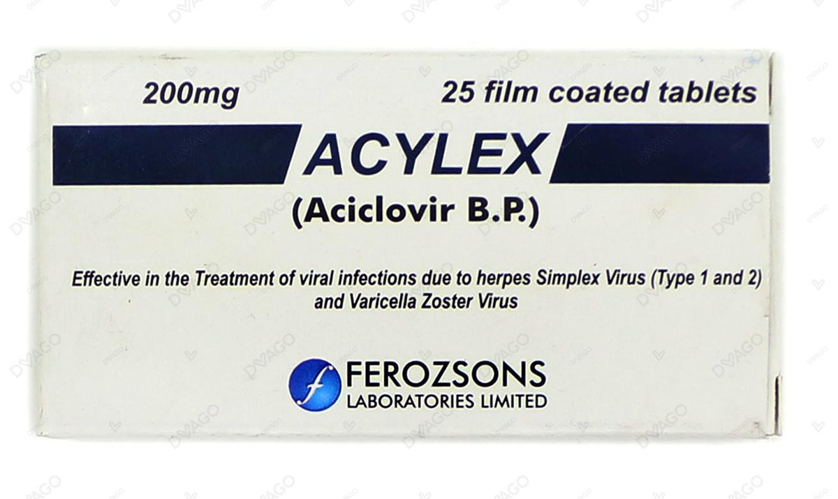 Acylex Tablets 200mg (1 Strip = 5 Tablets)