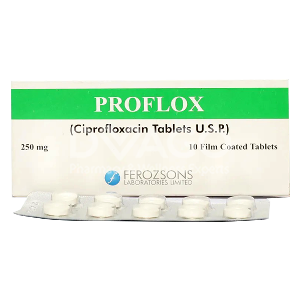 Proflox Tablets 250mg  (1 Box = 1 Strip)(1 Strip = 10 Tablets)