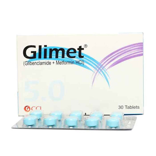 Glimet Tablets 5/500mg (1 Strip = 10 Tablets)