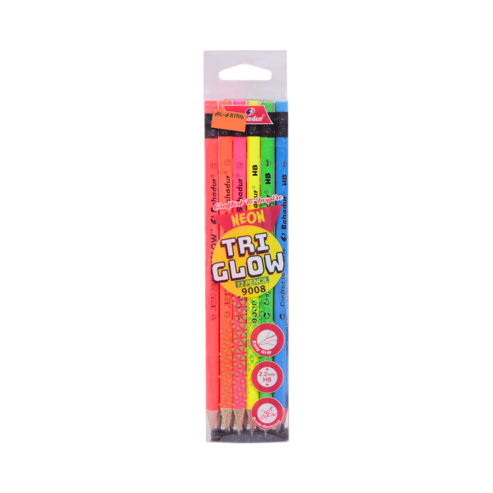 HB 9008 BAHADUR TRI GLOW PENCIL 12PCS PACK Default Title - MamasJan Toys