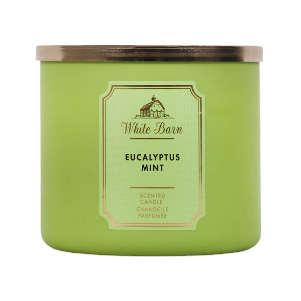 BBW CANDLE 3 WICK WHITE BARN EUCALYPTUS MINT 411 G Default Title - MamasJan Makeup