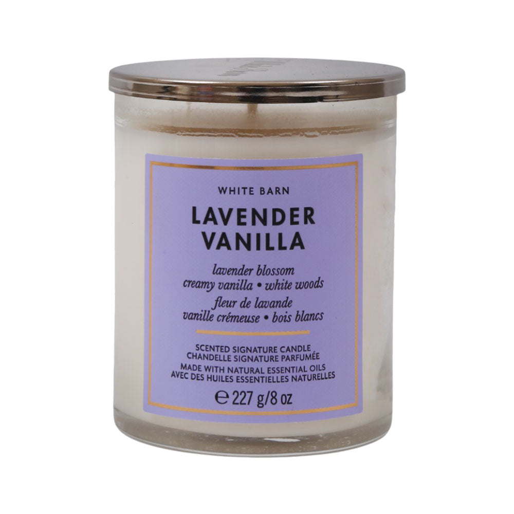 BBW SCENTED CANDLE WHITE BARN LAVENDER VANILLA WITH NATURAL Default Title - MamasJan Makeup