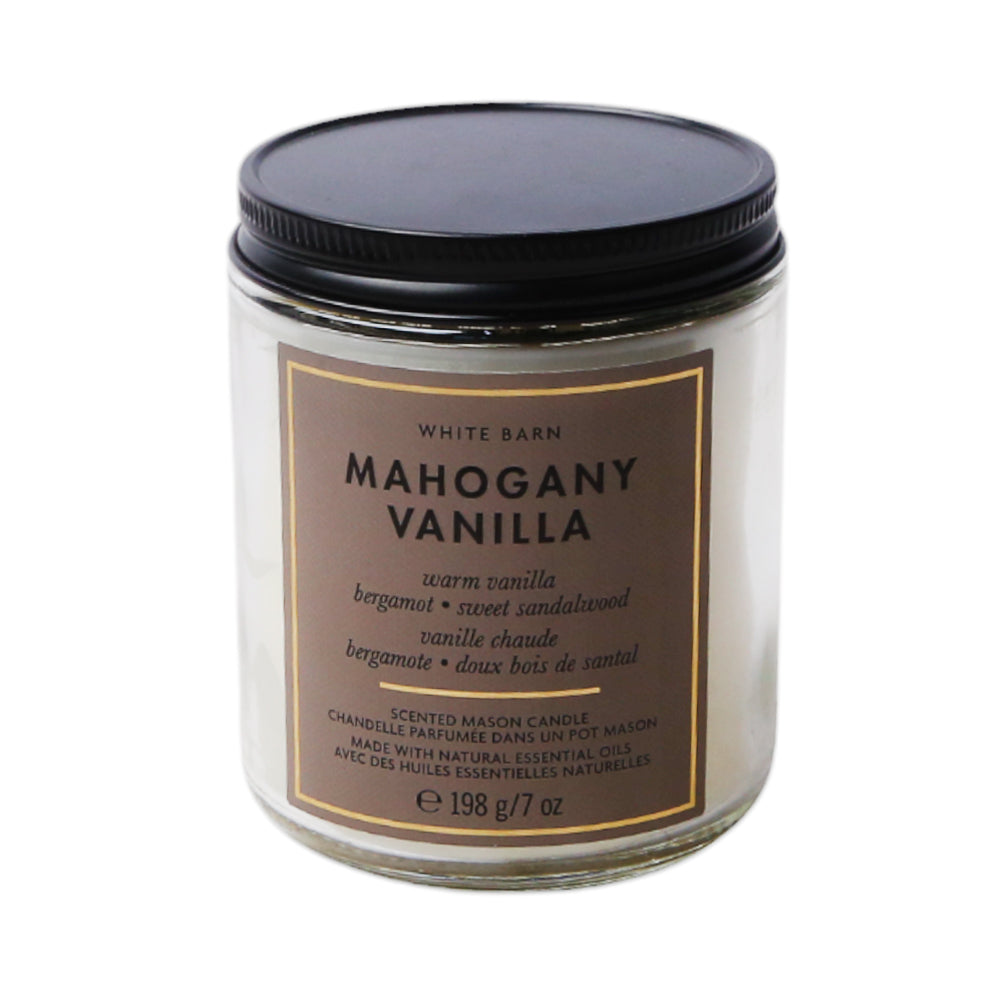 BBW SINGLE WICK CANDLE MAHOGANY VANILLA 198G Default Title - MamasJan Makeup