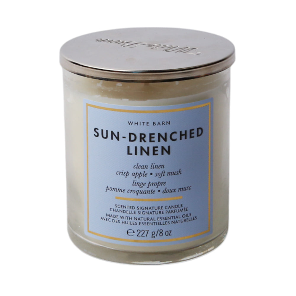 BBW SINGLE WICK CANDLE SUN-DRENCHED LINEN 227 G Default Title - MamasJan Makeup