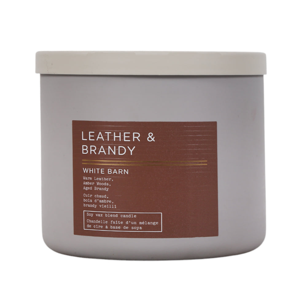 BBW CANDLE 3 WICK LEATHER & BRANDY 411 G Default Title - MamasJan Makeup