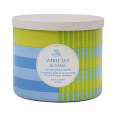 BBW SCENTED CANDLE 3 WICK WHITE TEA & SAGE SOY WAX BLEND CAN Default Title - MamasJan Makeup