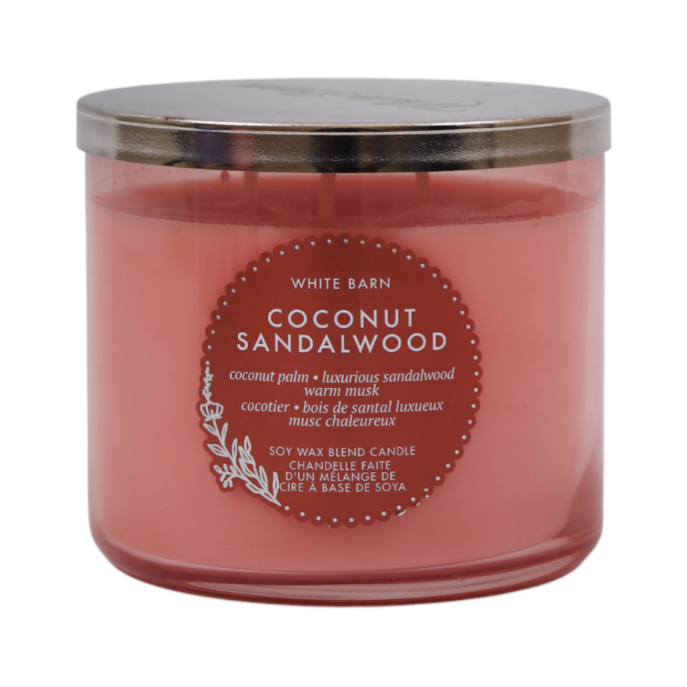 BBW SCENTED CANDLE WHITE BARN COCONUT SANDLAWOOD 411G Default Title - MamasJan Makeup