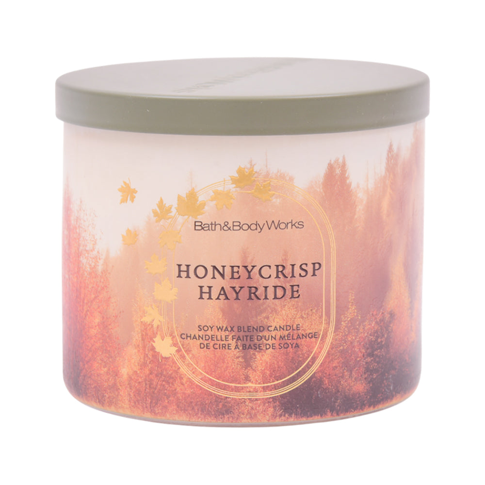 BBW 3 WICK CANDLE HONEYCRISP HAYRIDE 411 G Default Title - MamasJan Makeup