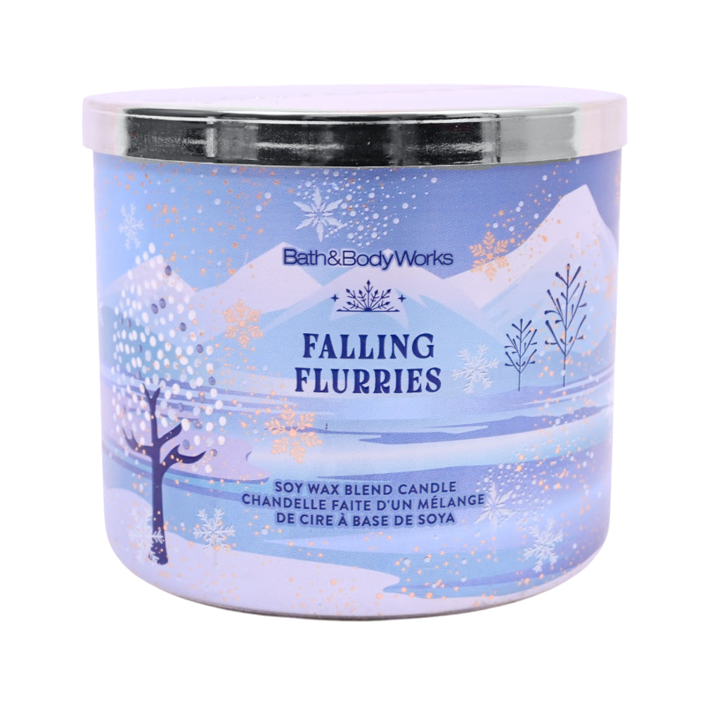 BATH & BODY WORKS FALLING FLURRIES CANDLE 3 WICK 411 GM Default Title - MamasJan Makeup