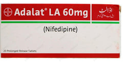 Adalat LA 60 Tablets 60mg (1 Strip = 10 Tablets)