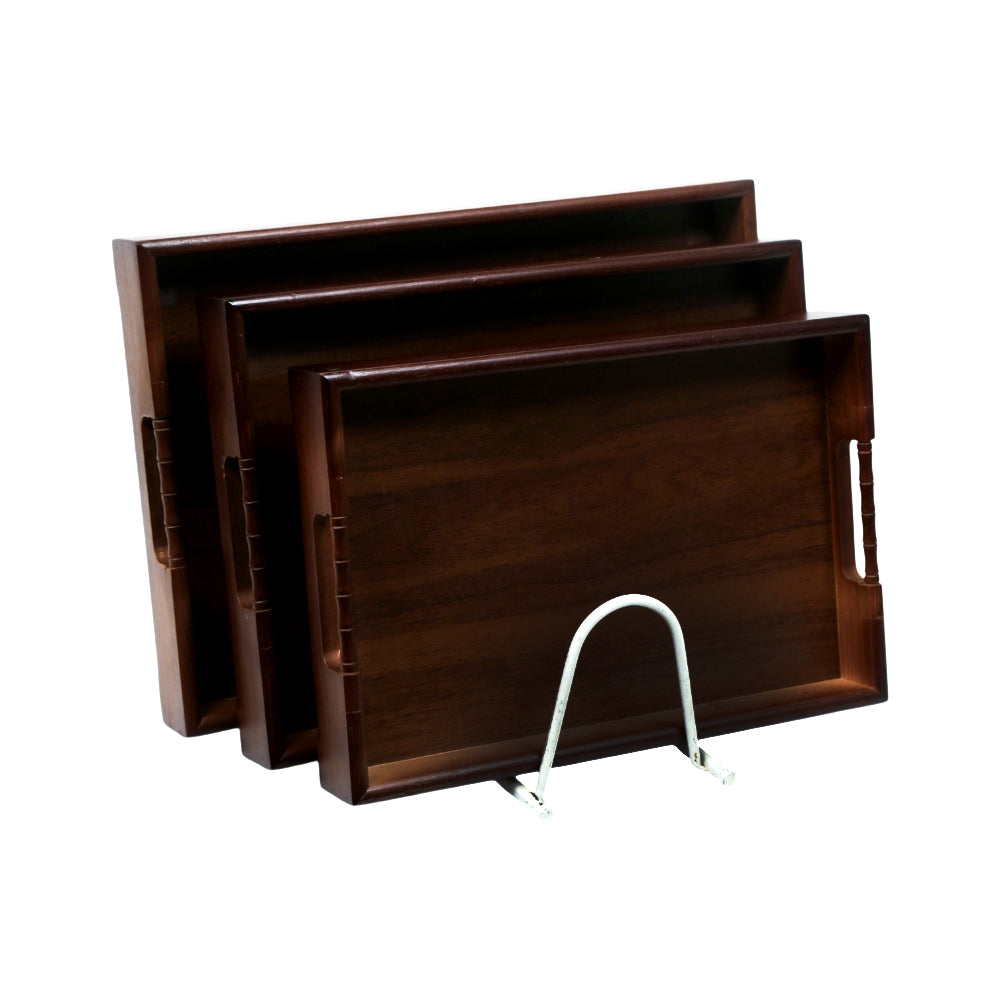 TRAY SET 3PC WOODEN DARK HANDLE 8-2/7994 Default Title - MamasJan Crockery