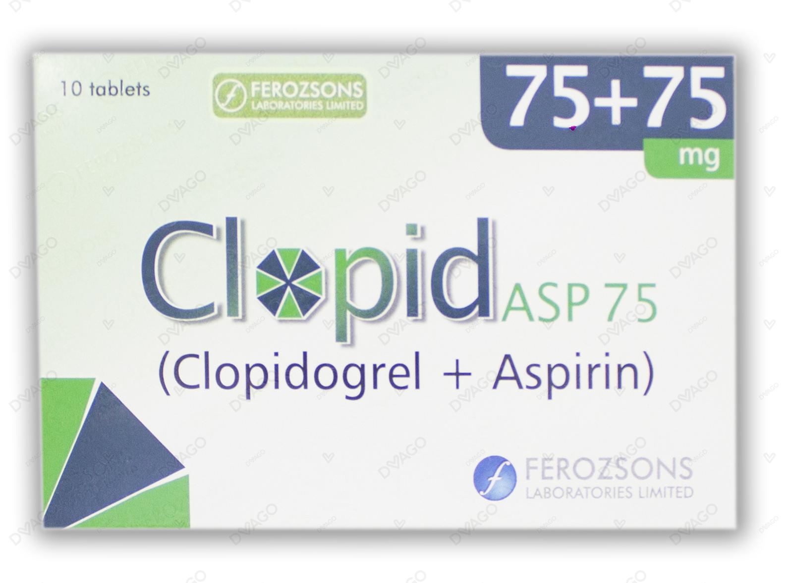 Clopid ASP Tablets 75/75mg (1 Box = 1 Strip)(1 Strip = 10 Tablets)
